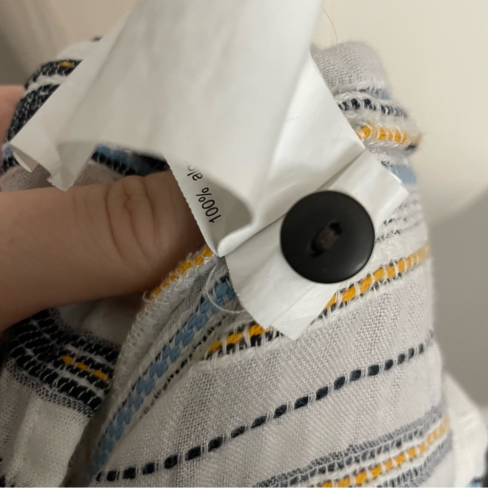 Zara Dres Midi Striped Cotton Button Front Pockets Coastal Beach Cottagecore - Picture 11 of 12